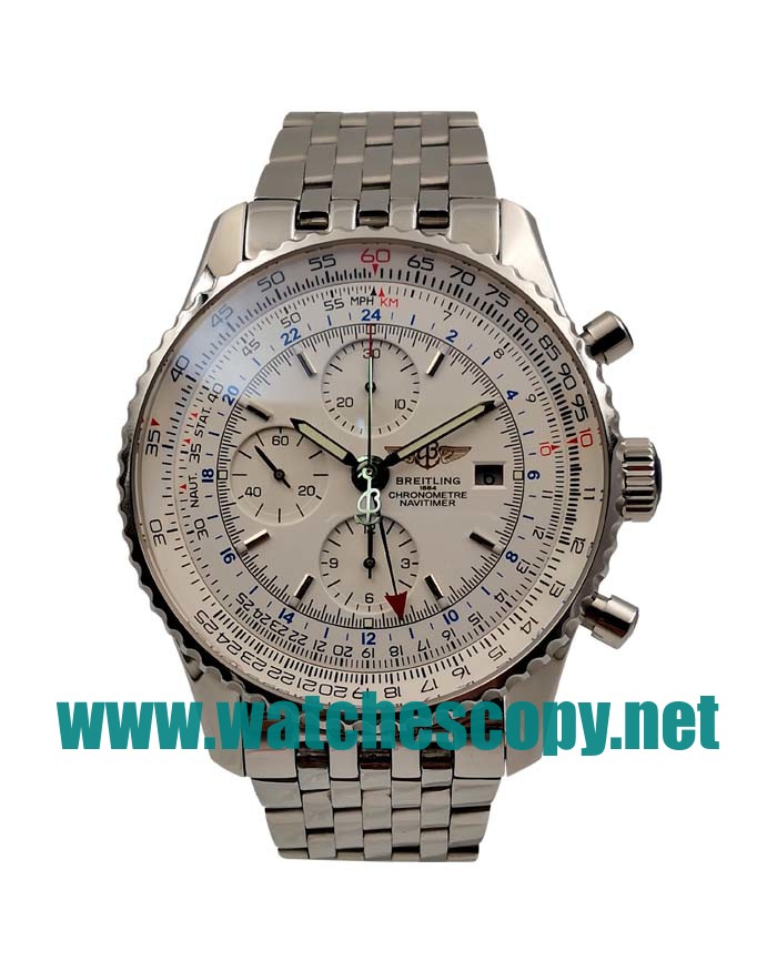 UK AAA Quality Breitling Navitimer World A24322 Replica Watches With White Dials For Men