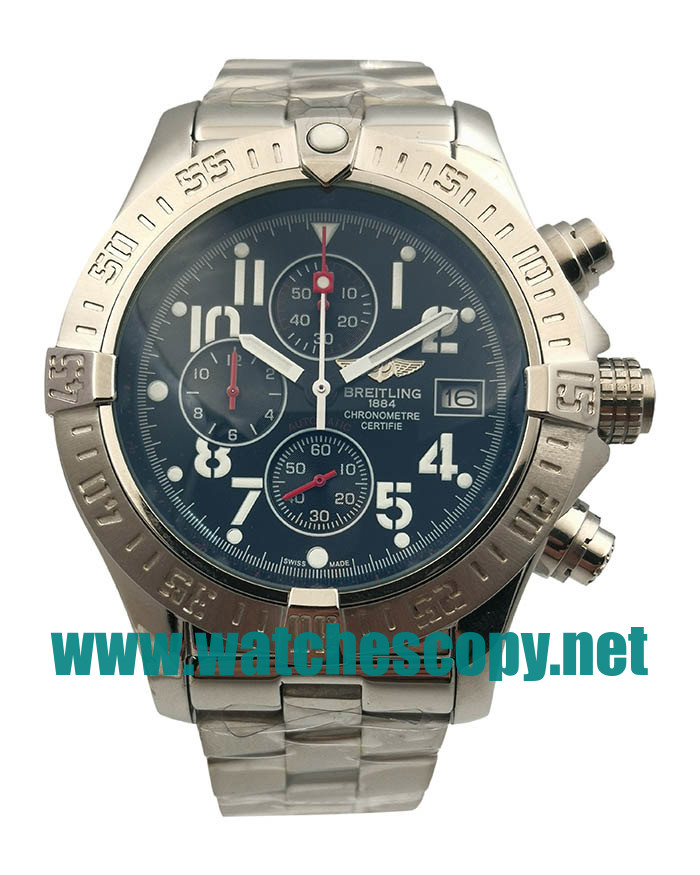 UK Best 1:1 Breitling Super Avenger A13370 Replica Watches With Black Dials For Men