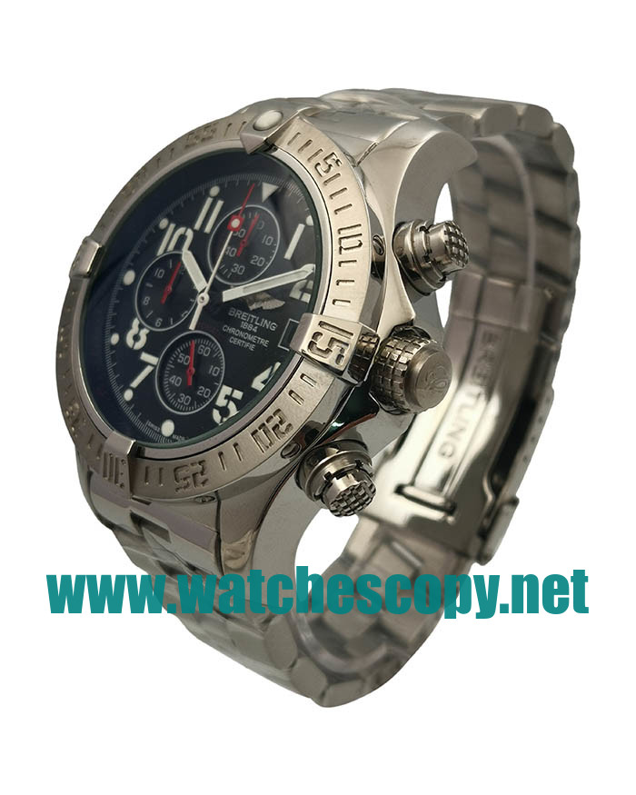 UK Best 1:1 Breitling Super Avenger A13370 Replica Watches With Black Dials For Men