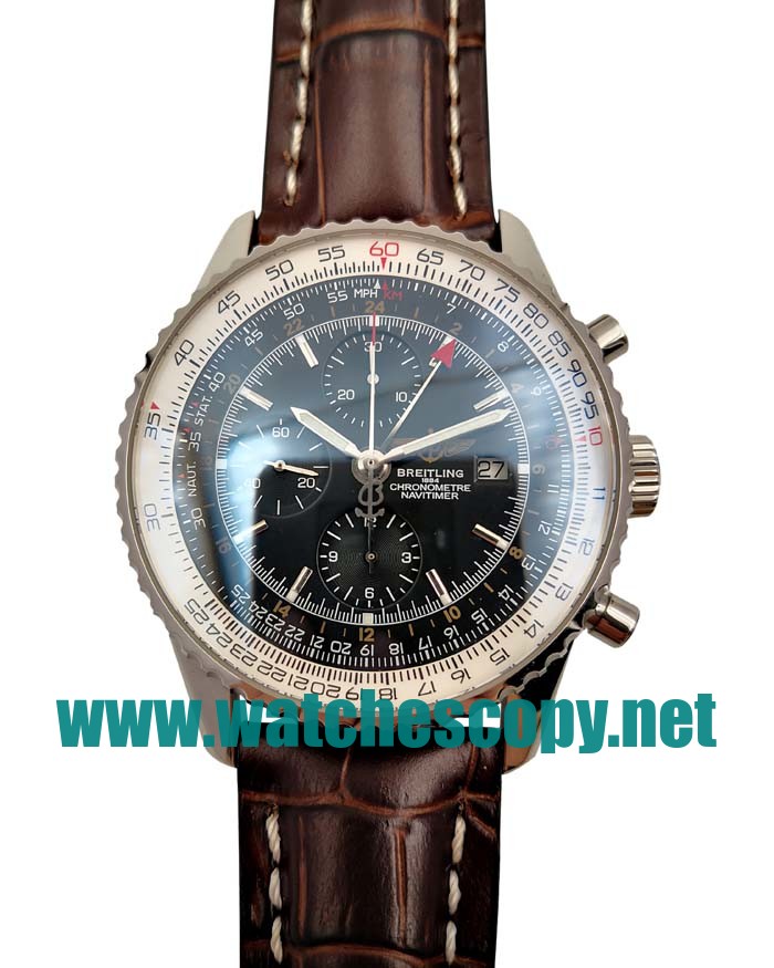 UK Best 1:1 Breitling Navitimer A24322 Fake Watches With Black Dials For Men