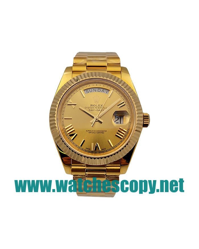 UK 40 MM Cheap Rolex Day-Date 228238 Fake Watches With Champagne Dials For Sale