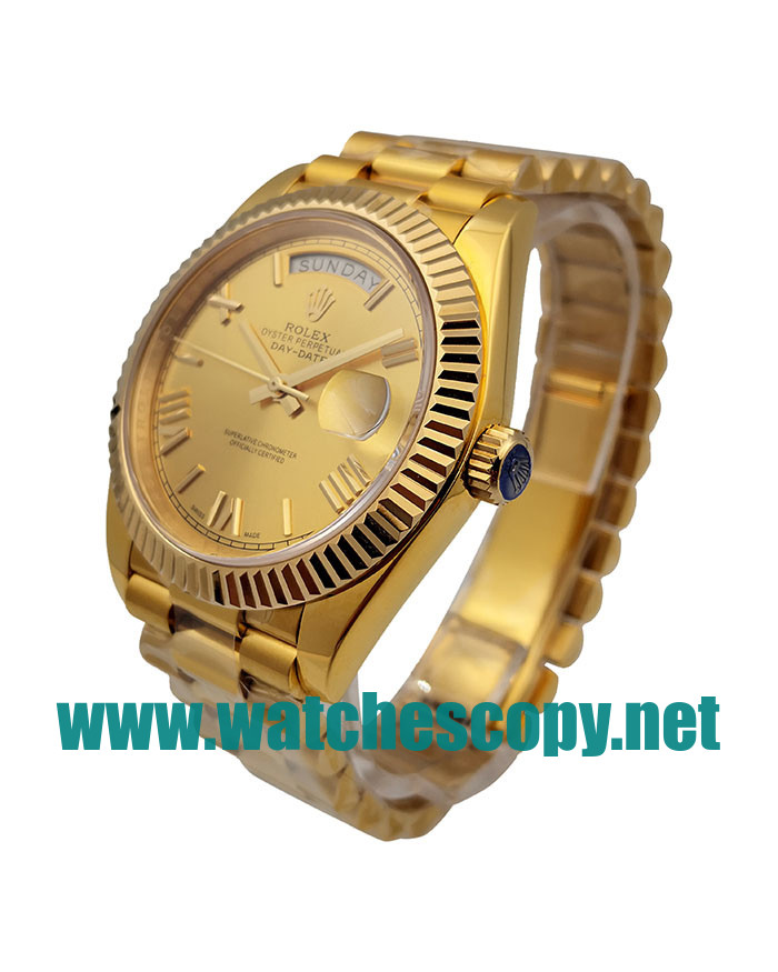 UK 40 MM Cheap Rolex Day-Date 228238 Fake Watches With Champagne Dials For Sale