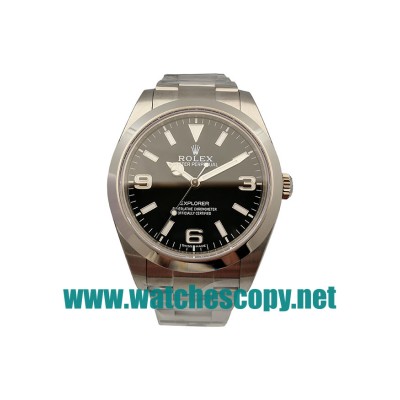 UK 39 MM Cheap Rolex Explorer 214270 Fake Watches With Black Dials For Sale