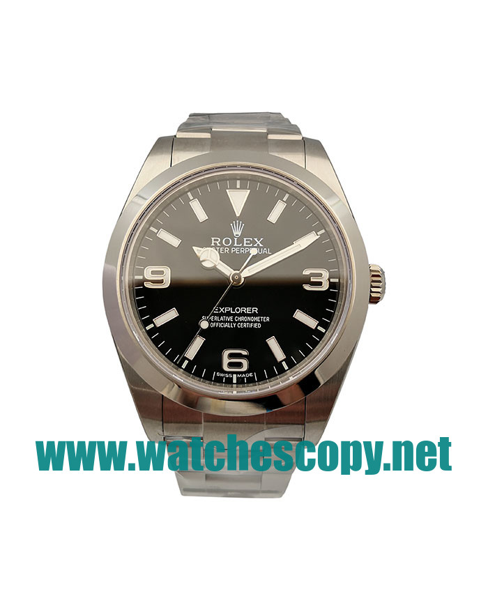 UK 39 MM Cheap Rolex Explorer 214270 Fake Watches With Black Dials For Sale
