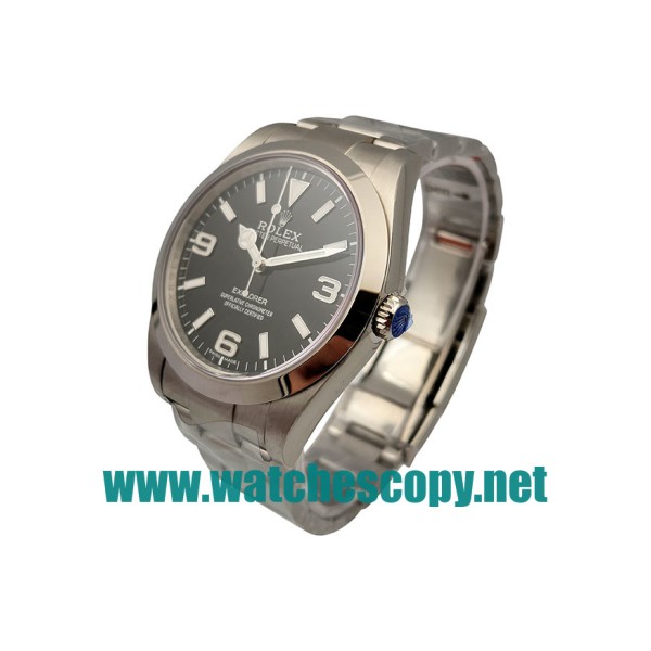 UK 39 MM Cheap Rolex Explorer 214270 Fake Watches With Black Dials For Sale