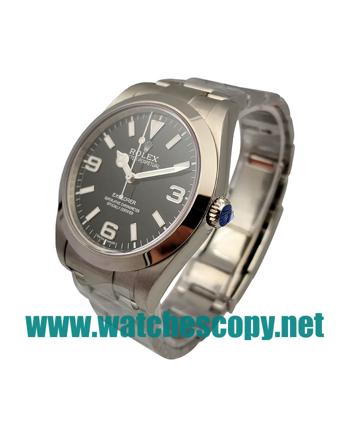 UK 39 MM Cheap Rolex Explorer 214270 Fake Watches With Black Dials For Sale