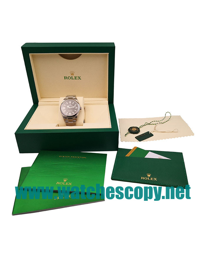 UK 39 MM Cheap Rolex Explorer 214270 Fake Watches With Black Dials For Sale