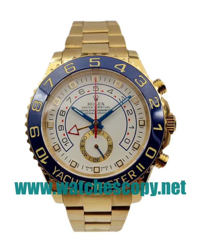 UK AAA Replica Rolex Yacht-Master II 116688 JF Yellow Gold White Dial Swiss 7750 Watches