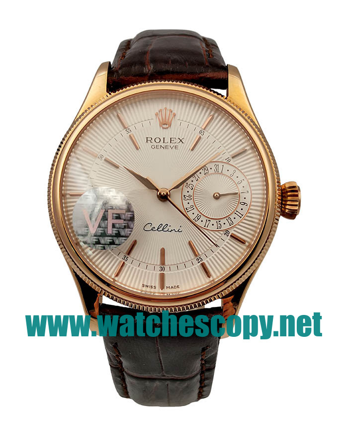 UK AAA Replica Rolex Cellini Date 50515 VF - 39 MM Rose Gold Cases For Sale