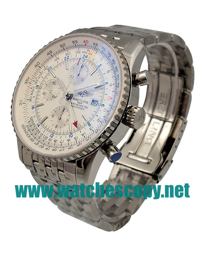UK Best 1:1 Breitling Navitimer World A24322 Fake Watches With White Dials For Sale