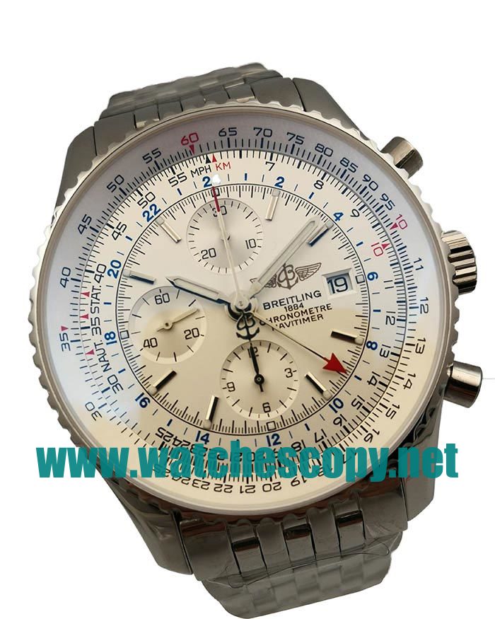 UK Best 1:1 Breitling Navitimer World A24322 Fake Watches With White Dials For Sale