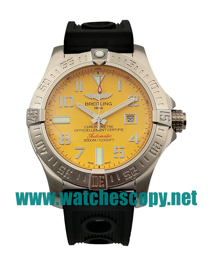 UK Cheap Breitling Super Avenger II Seawolf A1733010 Fake Watches With Yellow Dials For Sale