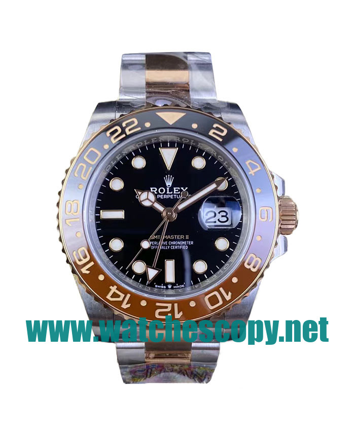 UK 1:1 Wholesale Replica Rolex GMT-Master II 126711CHNR C Factory Stainless Steel & Rose Gold Black Dial Swiss 3186 Watches