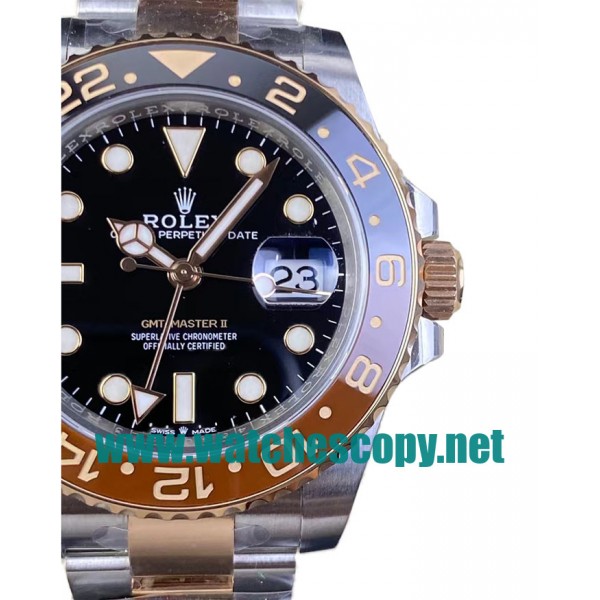UK 1:1 Wholesale Replica Rolex GMT-Master II 126711CHNR C Factory Stainless Steel & Rose Gold Black Dial Swiss 3186 Watches