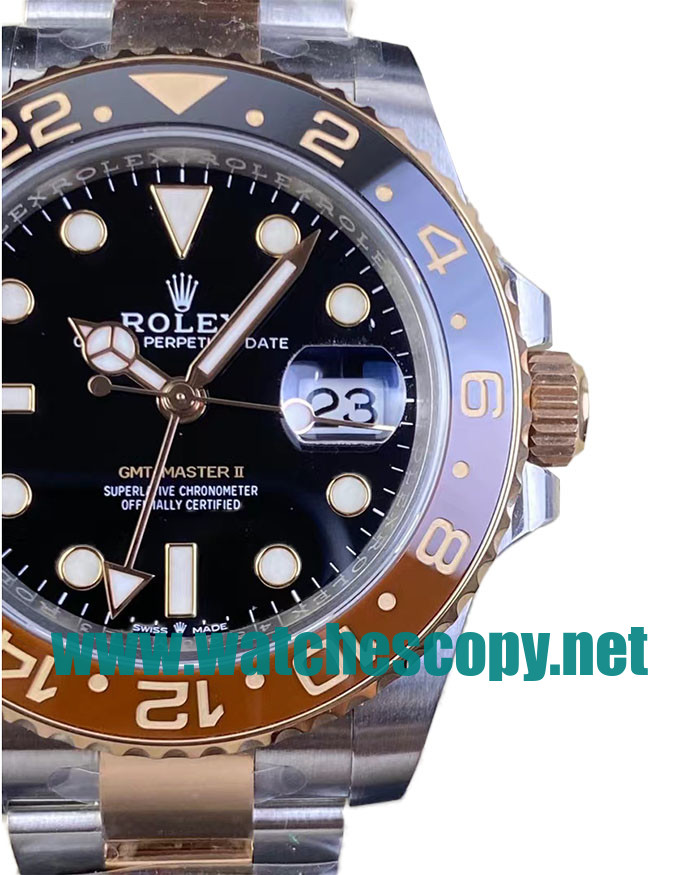 UK 1:1 Wholesale Replica Rolex GMT-Master II 126711CHNR C Factory Stainless Steel & Rose Gold Black Dial Swiss 3186 Watches