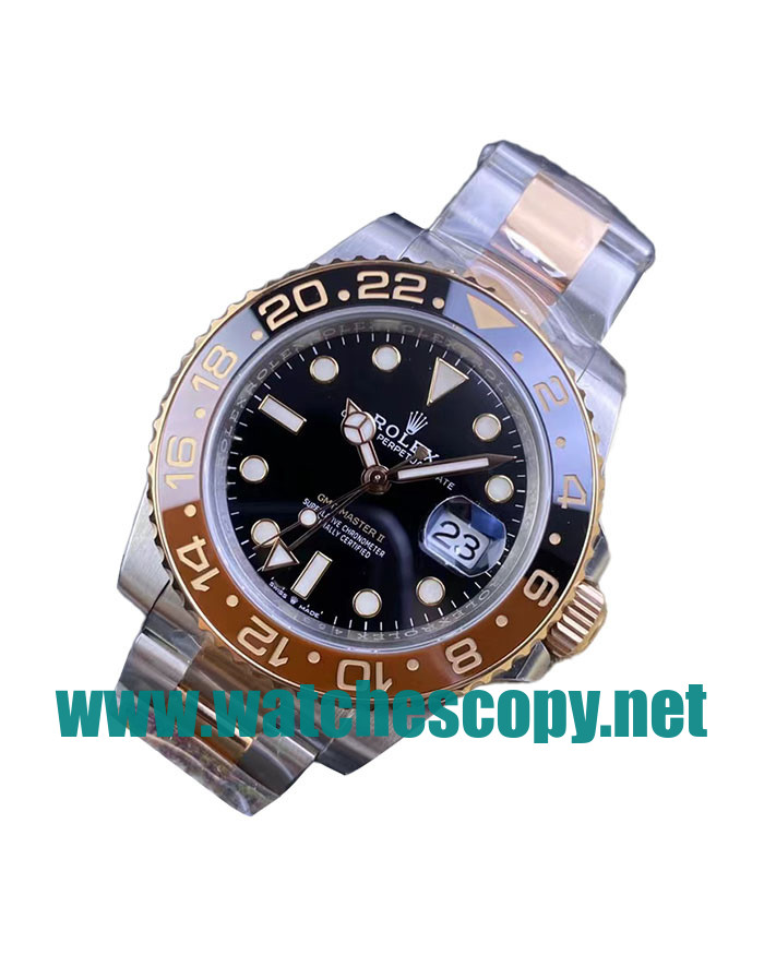 UK 1:1 Wholesale Replica Rolex GMT-Master II 126711CHNR C Factory Stainless Steel & Rose Gold Black Dial Swiss 3186 Watches
