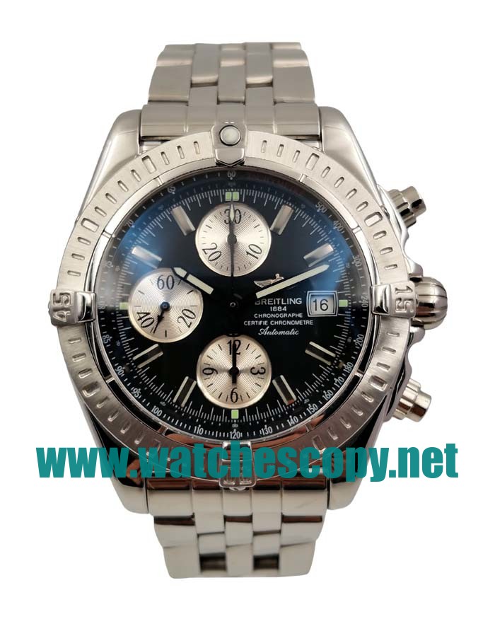 UK Best 1:1 Breitling Chronomat A13352 Replica Watches With Black Dials For Men