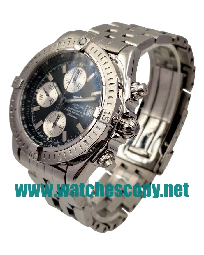 UK Best 1:1 Breitling Chronomat A13352 Replica Watches With Black Dials For Men
