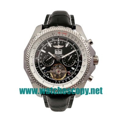 UK AAA Quality Breitling Bentley Tourbillon Replica Watches With Black Dials For Men