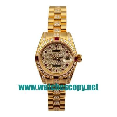 UK 26 MM Cheap Rolex Lady-Datejust 179158 Fake Watches With Diamonds Dials For Sale