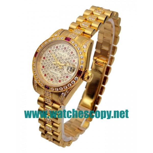 UK 26 MM Cheap Rolex Lady-Datejust 179158 Fake Watches With Diamonds Dials For Sale