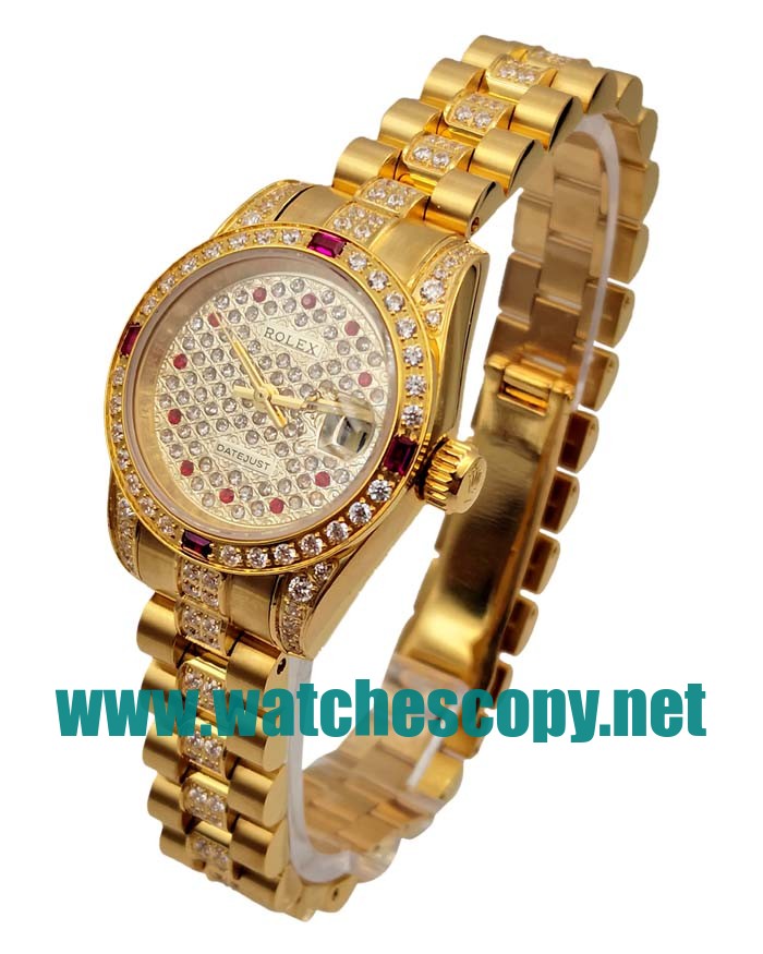 UK 26 MM Cheap Rolex Lady-Datejust 179158 Fake Watches With Diamonds Dials For Sale