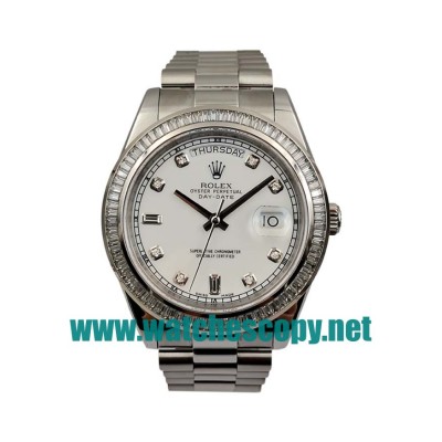 UK 41 MM Cheap Rolex Day-Date 118346 Fake Watches With White Dials For Sale