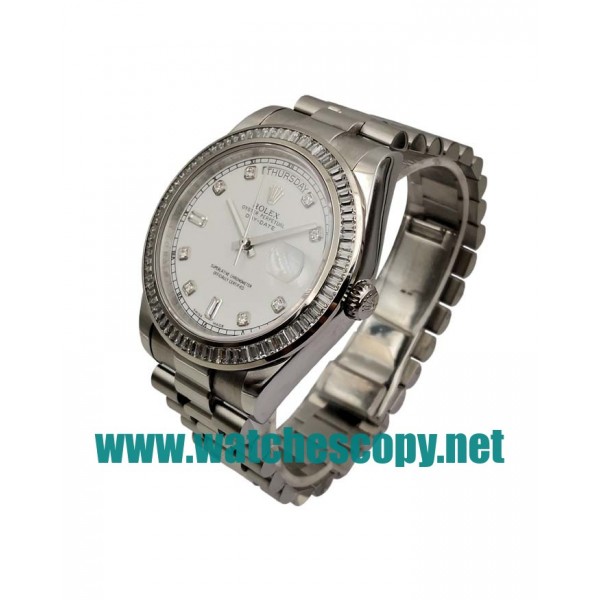 UK 41 MM Cheap Rolex Day-Date 118346 Fake Watches With White Dials For Sale