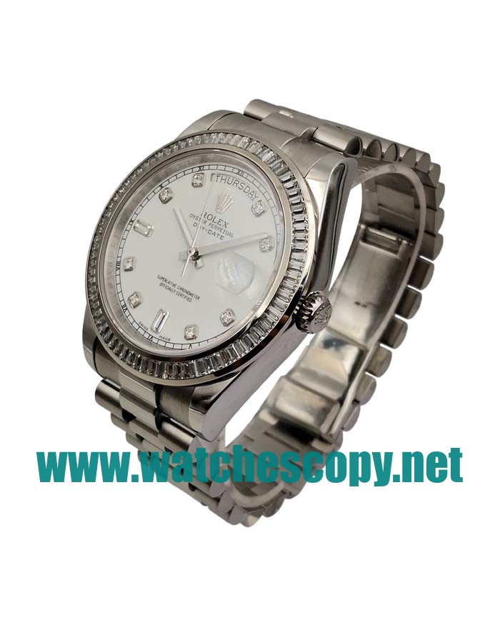 UK 41 MM Cheap Rolex Day-Date 118346 Fake Watches With White Dials For Sale