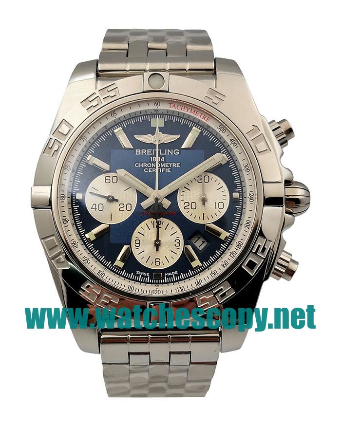 UK 44 MM Cheap Breitling Chronomat A011C88PA Fake Watches With Blue Dials For Sale