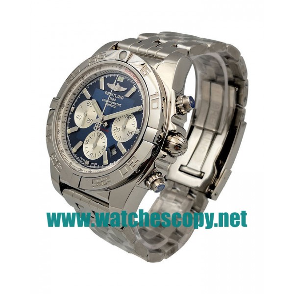 UK 44 MM Cheap Breitling Chronomat A011C88PA Fake Watches With Blue Dials For Sale