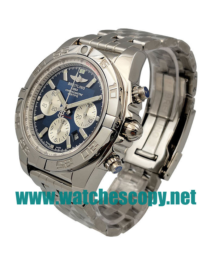 UK 44 MM Cheap Breitling Chronomat A011C88PA Fake Watches With Blue Dials For Sale