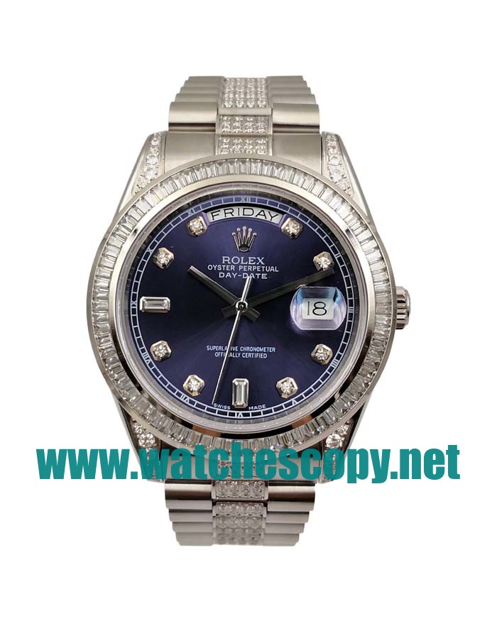 UK High Quality Replica Rolex Day-Date 118346 - 41 MM Watches With Blue Dials