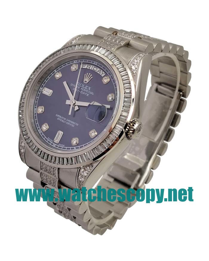 UK High Quality Replica Rolex Day-Date 118346 - 41 MM Watches With Blue Dials