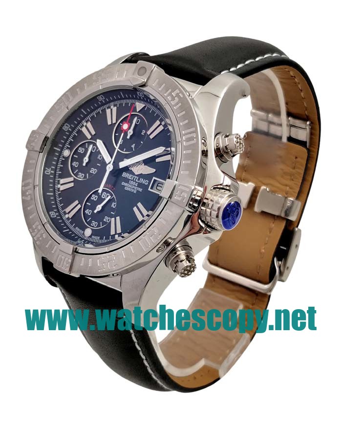 UK Best 1:1 Breitling Super Avenger A13370 Fake Watches With Black Dials For Men